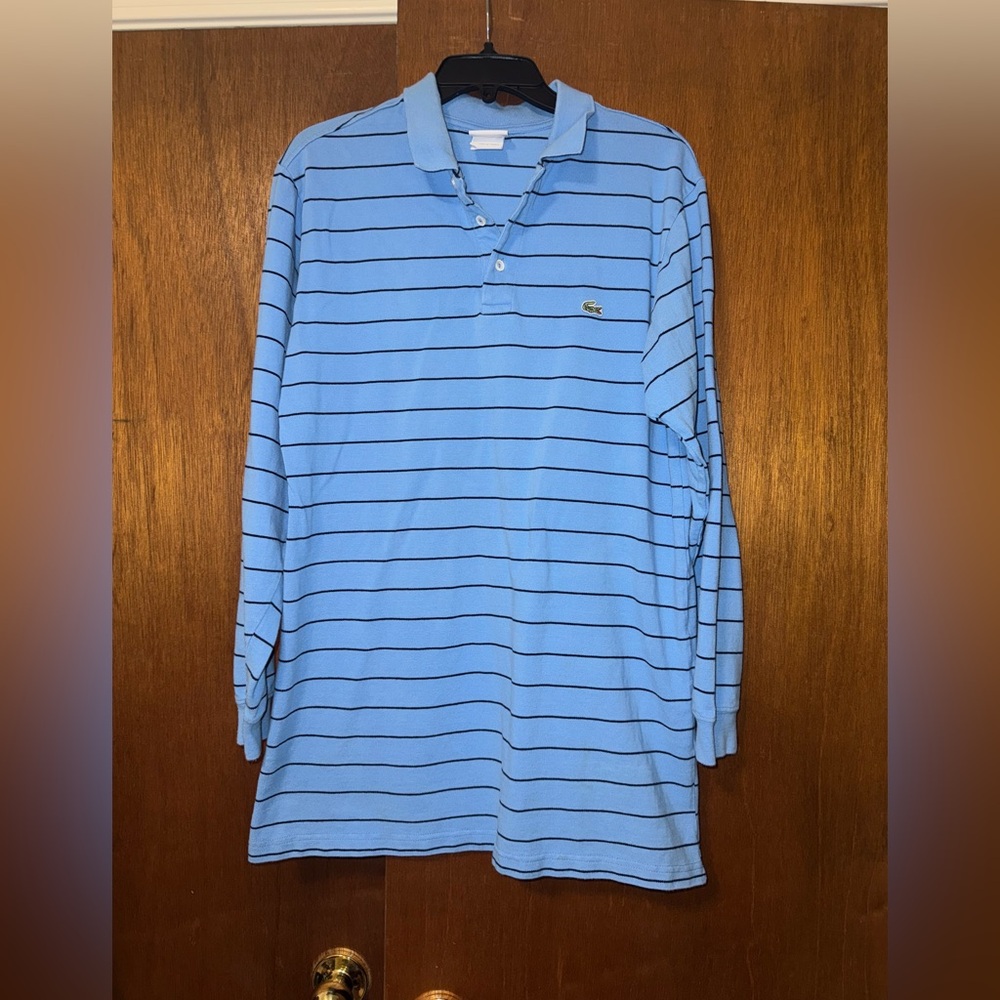 Lacoste Men's Light Blue Striped Polo